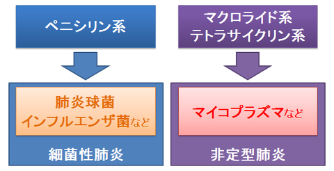 細菌性肺炎と非定型肺炎への併用