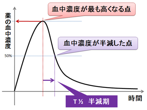 半減期のグラフ